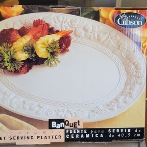 Gibson Banquet White Ceramic Platter